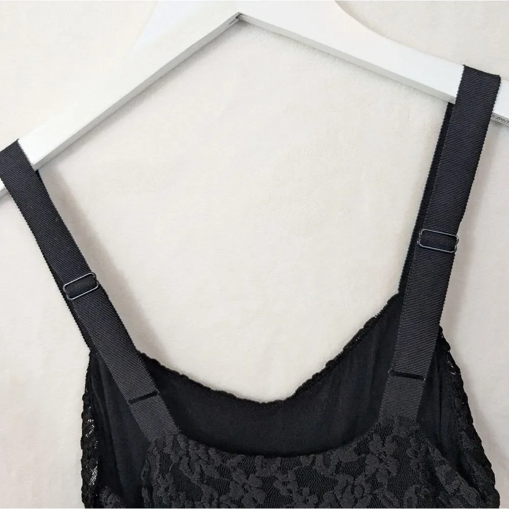 Free people mini dress black lace‎ Ombré silver Foil metallic xs